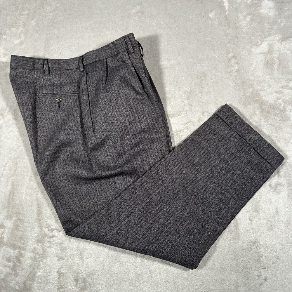 VTG 90s Polo Ralph Lauren Pants Mens 40x30 Gray Trousers Cuffed Pleated Made USA